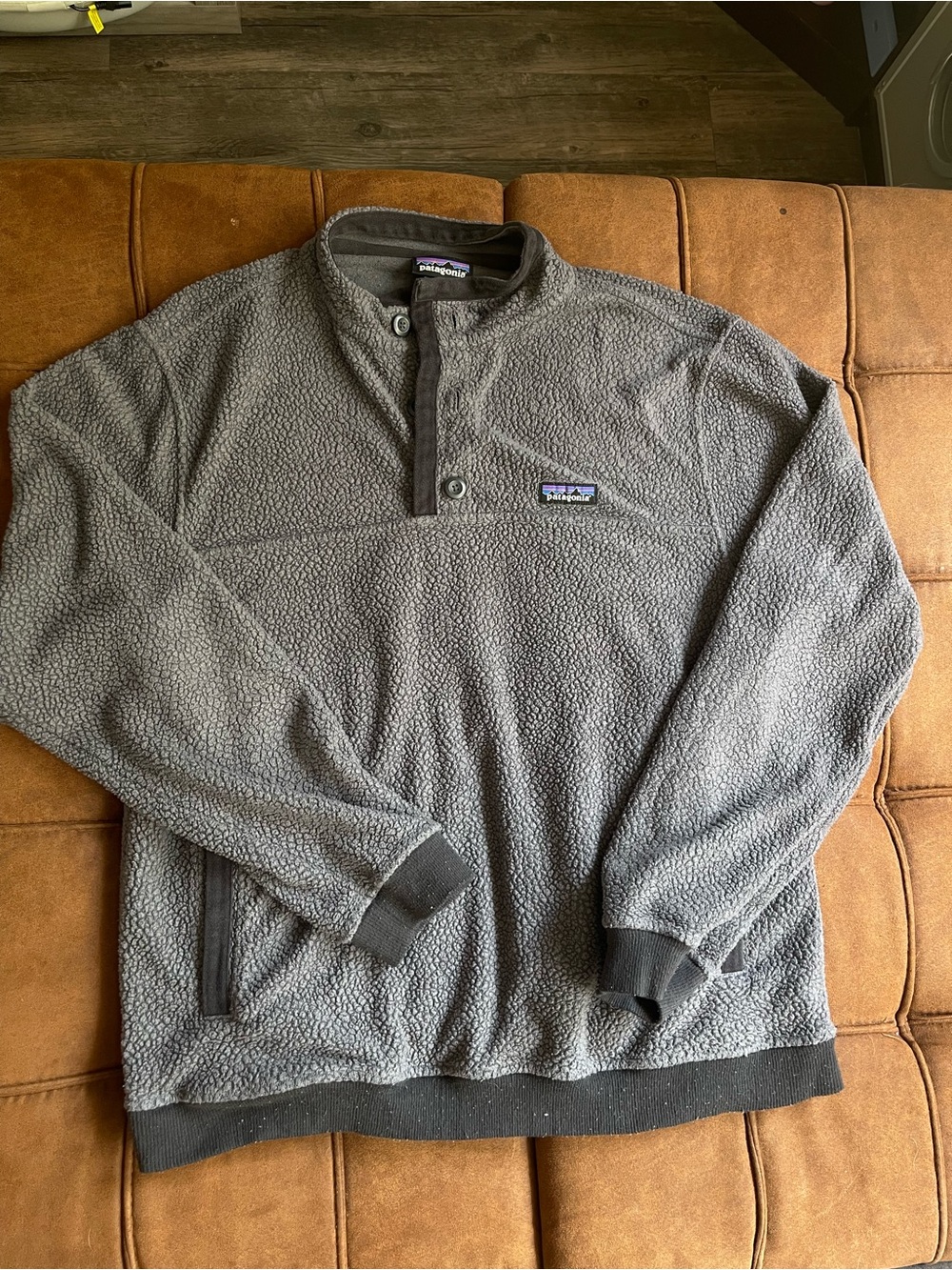 Patagonia Gray Sherpa Snap Pullover Jacket